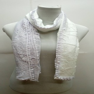 Premium Ari Diamond Lace Stole- Pearl White